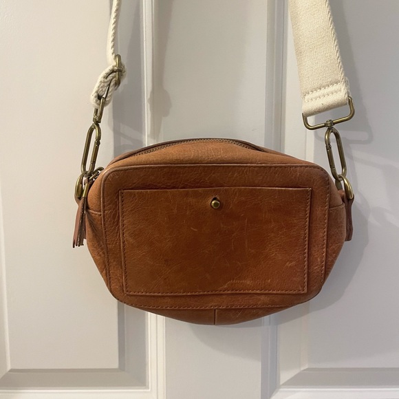 Madewell Brown Leather Crossbody Bag with Cream Strap - Picture 2 of 9